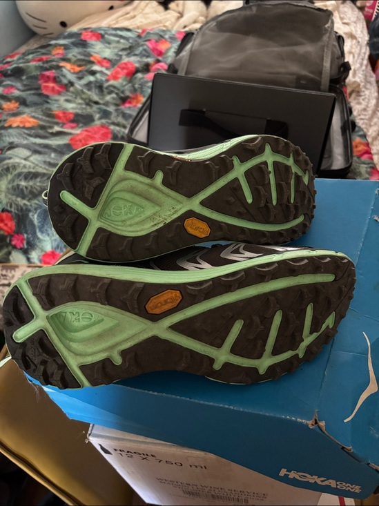 Hoka High-Top Trail Sneakers in Mint Green and Black